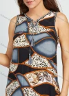 Wholesale Women's Fashion Sleeveless Keyhole Neck Leopard Splicing Print Midi Dress - Liuhuamall