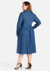 Wholesale Women's Plus Size Button Pleated Casual Knee Length Denim Dress - Liuhuamall