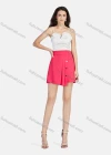 Wholesale Women's Fashion High Waist Plain Ruffle Hem Button Decor Shorts With Belt - Liuhuamall