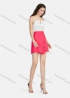 Wholesale Women's Fashion High Waist Plain Ruffle Hem Button Decor Shorts With Belt - Liuhuamall