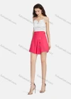 Wholesale Women's Fashion High Waist Plain Ruffle Hem Button Decor Shorts With Belt - Liuhuamall