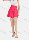 Wholesale Women's Fashion High Waist Plain Ruffle Hem Button Decor Shorts With Belt - Liuhuamall