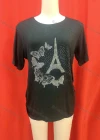 Wholesale Women's Casual Rhinestone Appliques Round Neck Short Sleeve Tee - Liuhuamall