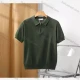 Wholesale Men's Casual Plain Collared Quarter Zip Short Sleeve Henley Shirt E75009# Army Green Clothing Wholesale Market Liuhua