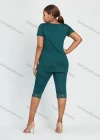 Wholesale Women's Daily Short Sleeve Round Neck T-shirt 2 Piece Set - Liuhuamall