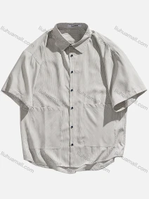 Wholesale Men's Casual Plain Shirt Collar Patch Pockets Button Down Shirt, LIUHUA CLOTHING WHOLESALE