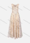 Wholesale Women's Elegant Sleeveless V Neck Sequin Rhinestone Pearl Appliques Evening Dress - Liuhuamall