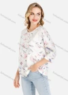 Wholesale Women's Casual Floral And Leaf Print Round Neck Blouse - Liuhuamall