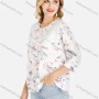 Wholesale Women's Casual Floral And Leaf Print Round Neck Blouse preview