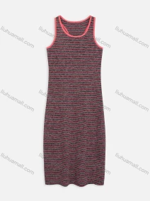 Wholesale Women's Casual Sleeveless Racerback Striped Midi Tank Dress 117#, LIUHUA CLOTHING WHOLESALE