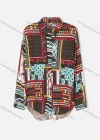 Wholesale Women's Plus Size Fashion Long Sleeve Button Down Allover Patchwork Print Shirt - Liuhuamall