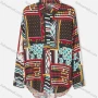 Wholesale Women's Plus Size Fashion Long Sleeve Button Down Allover Patchwork Print Shirt preview