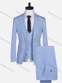 Wholesale Men's Formal Lapel One Button Plain Blazer & Waistcoat & Pants 3-piece Suit Set, LIUHUA CLOTHING WHOLESALE