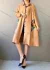 Wholesale Women's Casual Collared Long Sleeve Button Front Vintage Splicing Shirt Dress - Liuhuamall