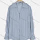 Wholesale Women's Casual Striped Turn-down Neck Pearl Button Down Cuff Shirt Gray Blue Guangzhou Clothing Wholesale Market & Suppliers -LIUHUAMALL