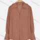 Wholesale Women's Casual Striped Turn-down Neck Pearl Button Down Cuff Shirt Copper Guangzhou Clothing Wholesale Market & Suppliers -LIUHUAMALL