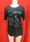 Wholesale Women's Casual Rhinestone Appliques Round Neck Short Sleeve Tee - Liuhuamall