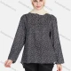 Wholesale Women's Casual Allover Ditsy Floral Stand Collar Button Front Long Sleeve Blouse 1399-Black# Black Clothing Wholesale Market Liuhua