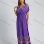 Wholesale Women's Embroidered V Neck Batwing Sleeve Ruffle Hem Peplum Maxi Dress preview