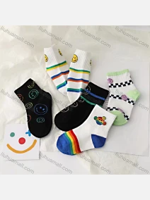 Wholesale Boys Softy Smiley Face Print Cushioned Ankle Socks, LIUHUA CLOTHING WHOLESALE