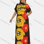 Wholesale Women's African Vintage V Neck Short Sleeve Plus Size Embroidered Floral Maxi Dress With Scarf preview