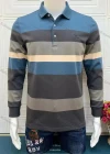 Wholesale Men's Casual Striped Colorblock Long Sleeve Polo Shirt - Liuhuamall