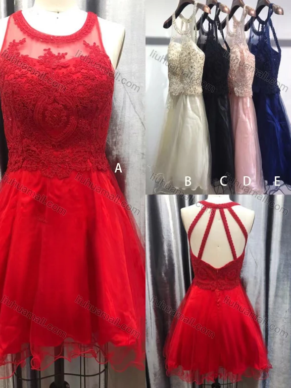 Wholesale Women's Glamorous Plain Crew Neck Straps Appliques Lace Pearl Decor Bridesmaid Dress WS-A048#