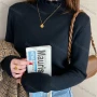 Wholesale Women's Casual Plain Fluff High Neck Long Sleeve Sweater Tops 8043# preview
