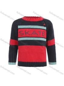 Wholesale Boys Long Sleeve Letter Colorblock Pullover Long Sleeve Sweater, LIUHUA CLOTHING WHOLESALE