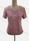Wholesale Women's Casual Crew Neck Short Sleeve Appliques Blouse - Liuhuamall