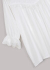 Wholesale Women's Casual Poet Sleeve Round Neck Lace Oversized Blouse - Liuhuamall