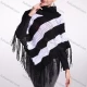Wholesale Woman's Casual Striped Knitted Fabric Turtleneck Neck Shawl 8844# Black Clothing Wholesale Market Liuhua