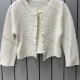 Wholesale Girl's Casual Crew Neck Long Sleeve Mesh One Button Cardigan White Clothing Wholesale Market Liuhua