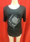 Wholesale Women's Casual Rhinestone Appliques Round Neck Short Sleeve Tee - Liuhuamall