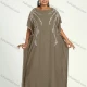 Wholesale Women's African Plus Size Vintage Round Neck Robe Batwing Sleeve Floral Embroidery Plain Kaftan Dress 5# Clothing Wholesale Market Liuhua