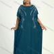 Wholesale Women's African Plus Size Vintage Round Neck Robe Batwing Sleeve Floral Embroidery Plain Kaftan Dress 12# Clothing Wholesale Market Liuhua