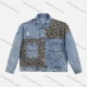 Wholesale Women's Autumn Leopard Pattern Splicing Button Front Collared Ripped Patch Pocket Denim Jacket Denim Guangzhou Clothing Wholesale Market & Suppliers -LIUHUAMALL