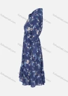 Wholesale Women's Causal Tie Neck Long Sleeve Floral Print Viscose Midi Dress - Liuhuamall