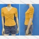 Wholesale Women's Casual V Neck Short Sleeve Drawstring Ruched Button Front Plain Tops 1# Clothing Wholesale Market Liuhua