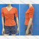 Wholesale Women's Casual V Neck Short Sleeve Drawstring Ruched Button Front Plain Tops 2# Clothing Wholesale Market Liuhua