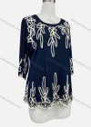 Wholesale Women's Elegant Floral Embroidery Round Neck Half Sleeve Blouse - Liuhuamall