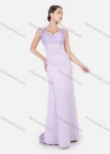 Wholesale Women's Elegant Plain Straps Sleeveless Splicing Guipure Lace Rhinestone Pearl Decor Evening Dress - Liuhuamall