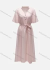 Wholesale Women's V Neck Short Sleeve Button Front Midi Dress With Belt - Liuhuamall