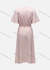 Wholesale Women's V Neck Short Sleeve Button Front Midi Dress With Belt - Liuhuamall