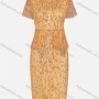 Wholesale Women's Glamorous Crew Neck Lace Trim Beaded Sequin High Waist Dress ZS1253# preview