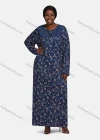 Wholesale Women's Vintage Long Sleeve Button Front Floral Print Rhinestone Splicing Maxi Nightgown - Liuhuamall