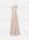 Wholesale Women's Elegant Sleeveless V Neck Sequin Rhinestone Pearl Appliques Evening Dress - Liuhuamall