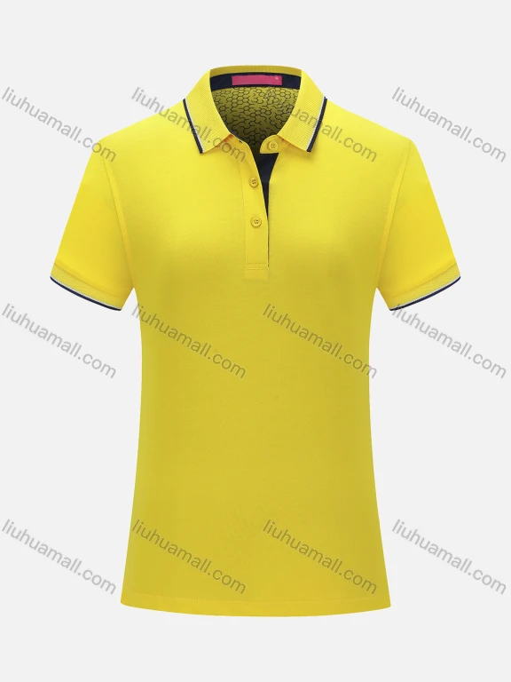 Wholesale Women's Casual Sporty Contrast Button Front Vented Hem Polo Shirt 6887B#