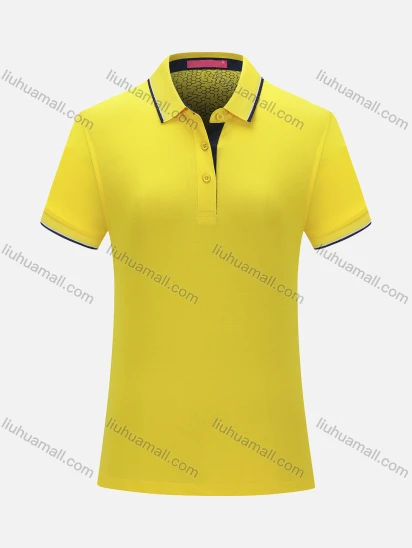 Wholesale Women's Casual Sporty Contrast Button Front Vented Hem Polo Shirt 6887B#