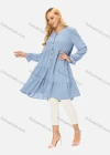 Wholesale Women's Casual Button Front Belted V-Neck Poet Sleeve Tiered Plain Dress 070# - Liuhuamall